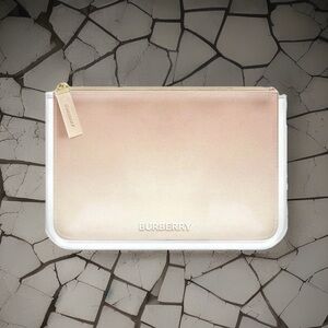 NEW Burberry Ombré Blush Pink Vinyl Cosmetic Makeup Pouch Zip Bag
